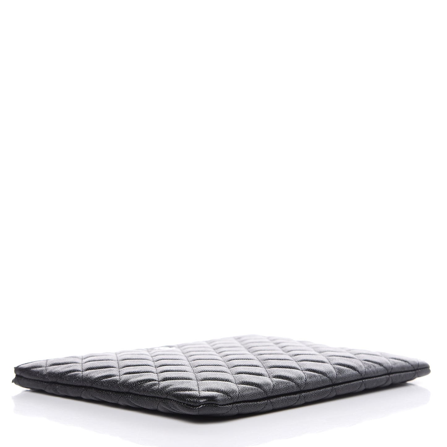Iridescent Caviar Quilted Medium Cosmetic Case Black