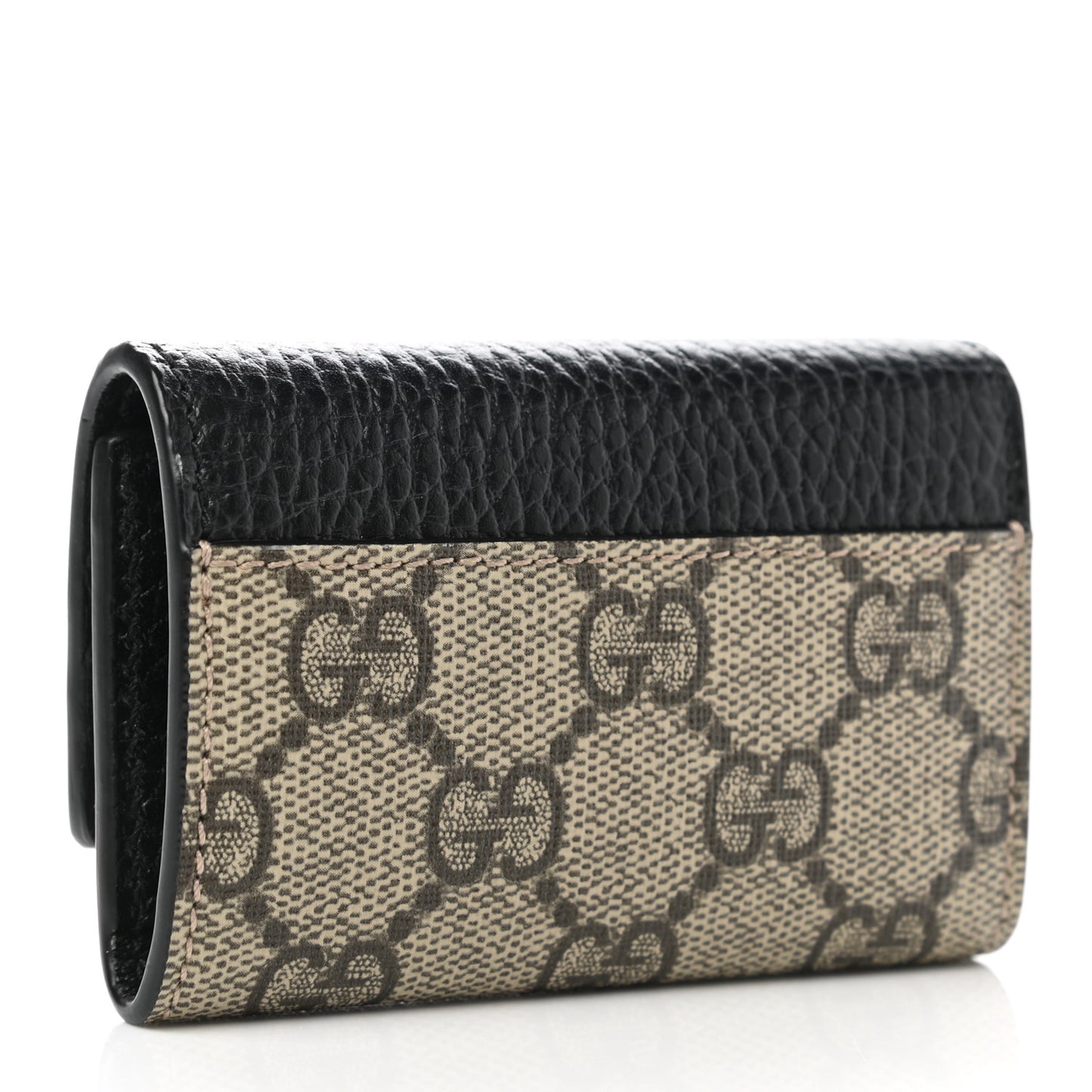 Dollar Calfskin GG Supreme Monogram GG Marmont 6 Key Holder Case Black Beige Ebony