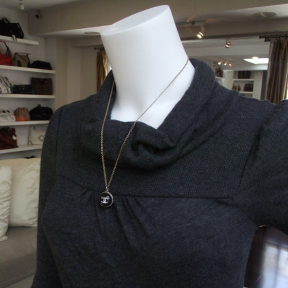 Gold Rhinstone CC Logo Ball Necklace