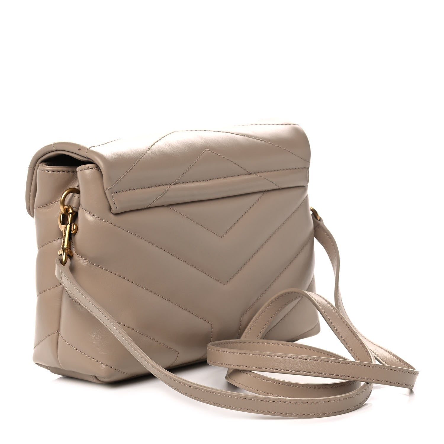 Saint Laurent Calfskin Y Quilted Monogram Toy Loulou Crossbody Bag Latte 2 of 10