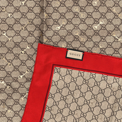 Gucci Modal Silk GG Monogram Big Gold Horsebit Fringe Shawl Red Gold 2 of 3