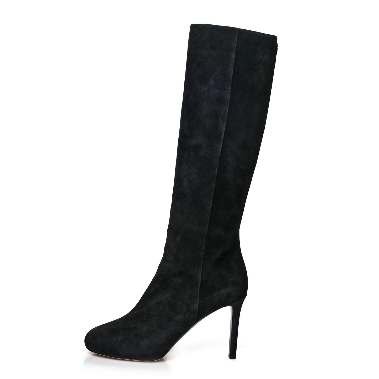 Suede Round Toe High Boots 37 Black