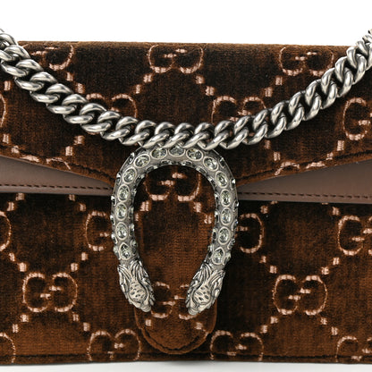 Gucci Velvet Moon Calfskin Crystal GG Monogram Small Dionysus Shoulder Bag Brown Vintage Cocoa Black Diamond 8 of 10