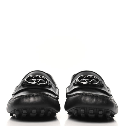 Gucci Soft Clove Calfskin Monochrome Mens Interlocking G Driver Loafers 9 Black 3 of 10