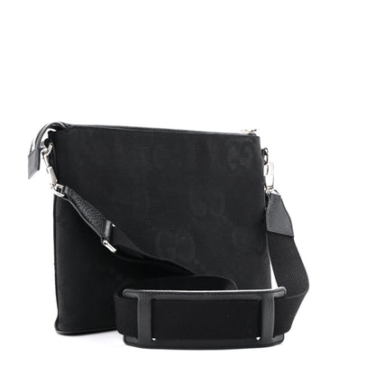 Gucci Monogram Jumbo GG Textured Dollar Calfskin Wristlet Messenger Bag Black 3 of 13