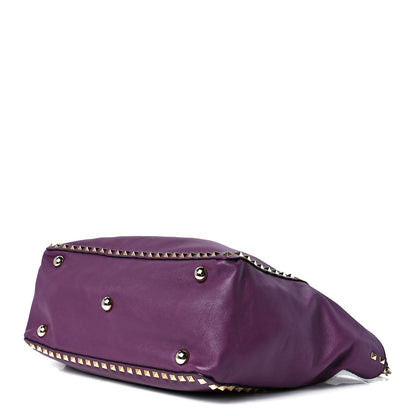 Valentino Garavani Vitello Medium Rockstud Tote Grape 7 of 10