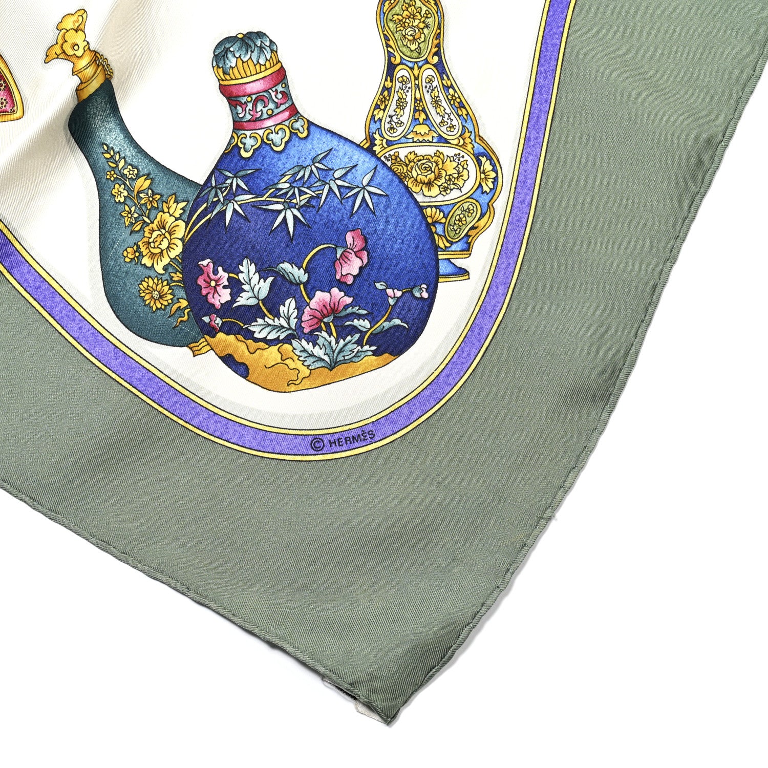 Hermes Silk Qu Importe Le Flacon Scarf 90 Green 4 of 9