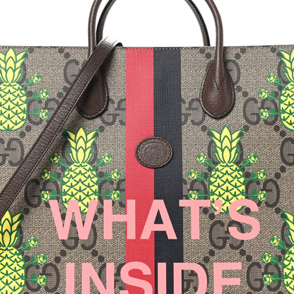 Gucci Maxi GG Supreme Monogram Pineapple Textured Dollar Calfskin Medium Retro Interlocking G Tote Bag Beige Ebony Green Pink New Acero 8 of 10