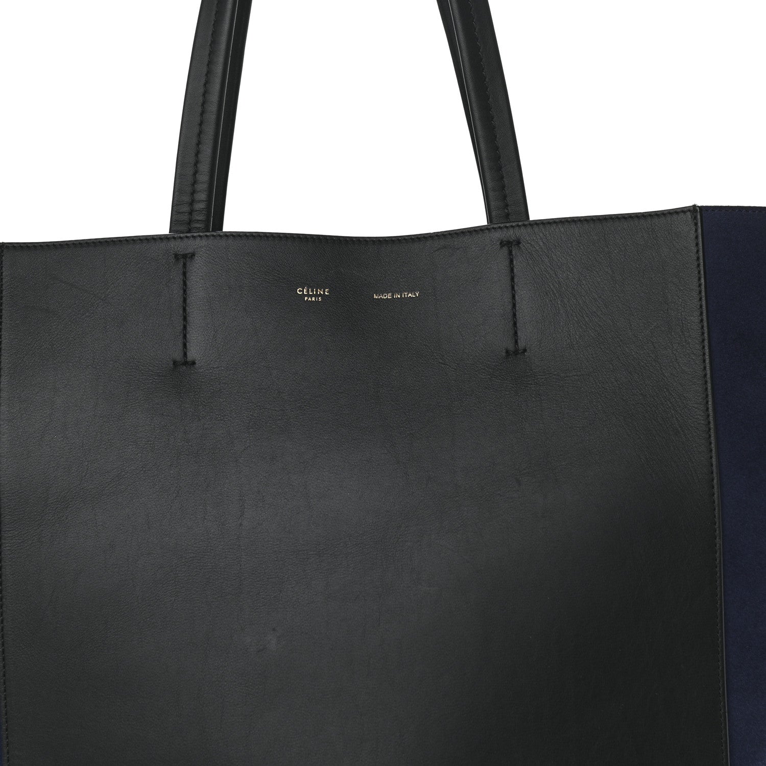 Celine Smooth Calfskin Suede Large Phantom Luggage Bi-Cabas Black Navy 8 of 12