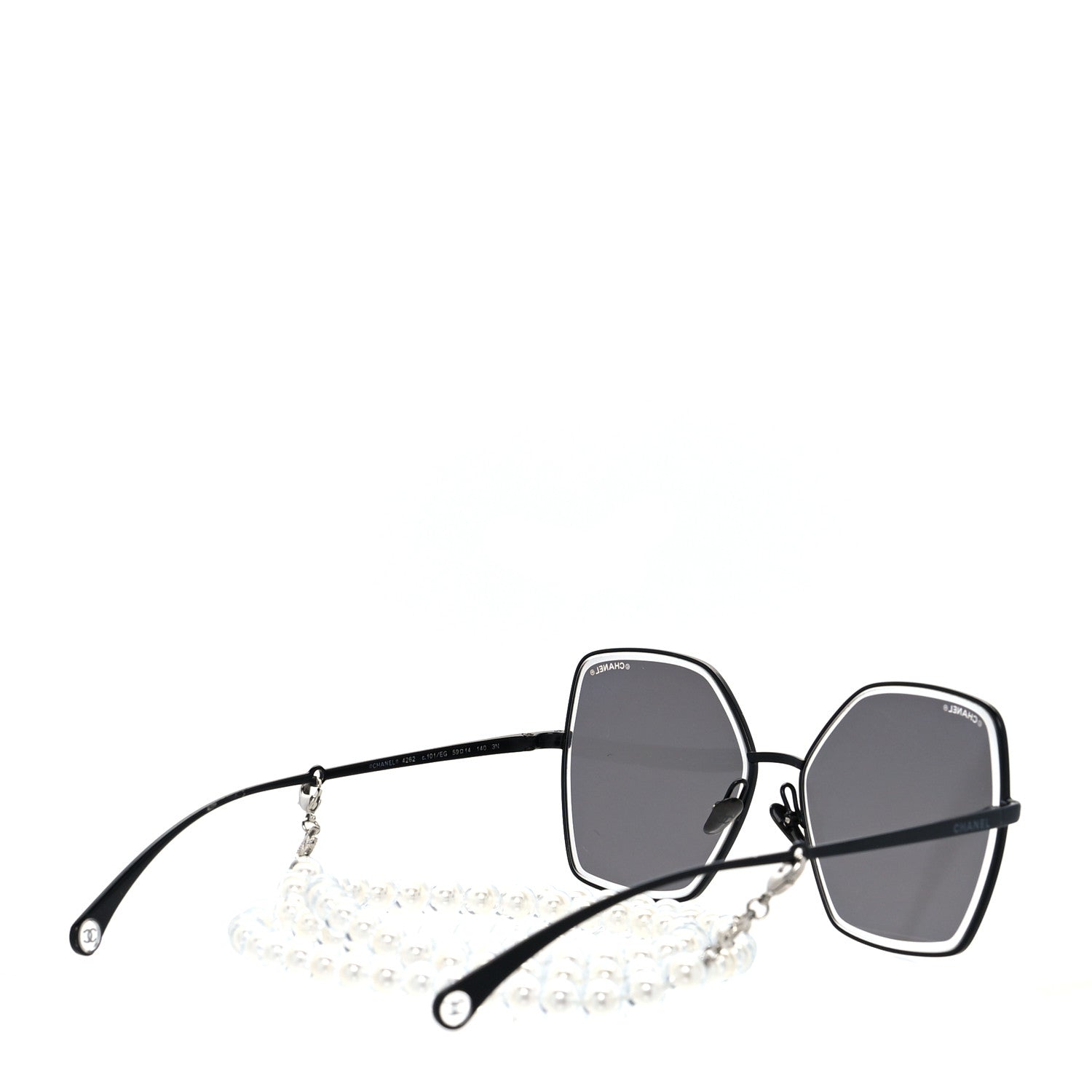 Chanel Metal Butterfly Removable Pearl Chain Sunglasses 4262 Black 4 of 7