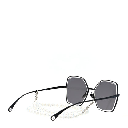 Chanel Metal Butterfly Removable Pearl Chain Sunglasses 4262 Black 4 of 7