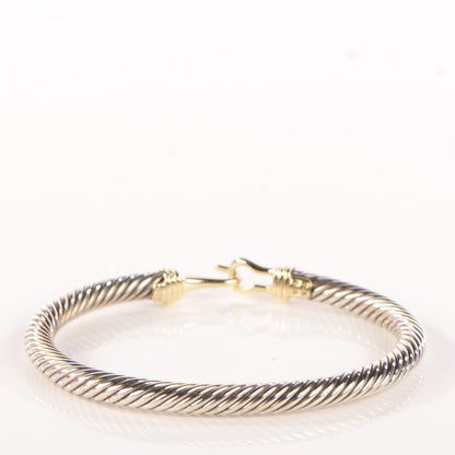 David Yurman Sterling Silver 14K Yellow Gold 5mm Cable Classic Buckle Bracelet 3 of 6