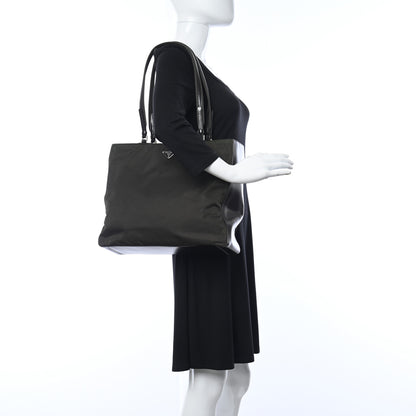 Prada Tessuto Nylon Soft Calfskin Shopping Tote Ebano 2 of 9