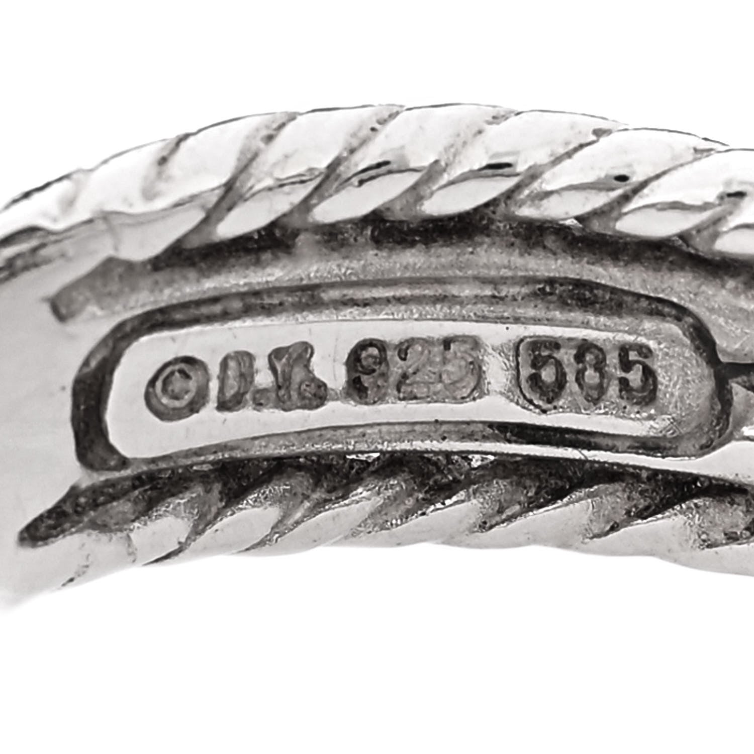 David Yurman Sterling Silver 14K White Gold Diamond 7mm Crossover Ring 50 5.5 4 of 4