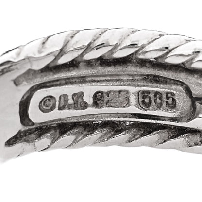 David Yurman Sterling Silver 14K White Gold Diamond 7mm Crossover Ring 50 5.5 4 of 4