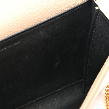 Saint Laurent Grain De Poudre Monogram Uptown Chain Wallet Dark Beige 13 of 15