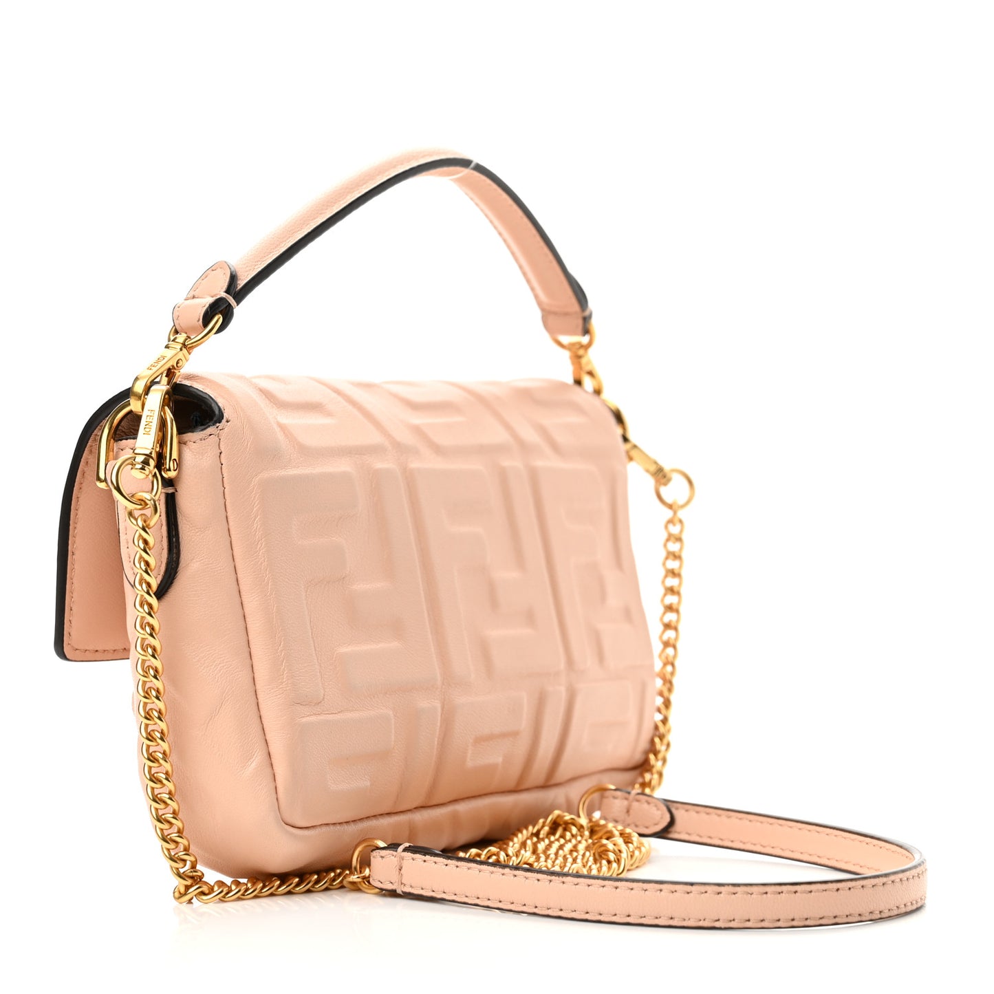 Nappa FF 1974 Embossed Mini Baguette Light Rose