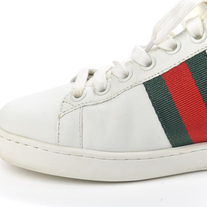 Gucci Calfskin Web Bee Embroidered Womens Ace Sneakers 37 White Green 12 of 12