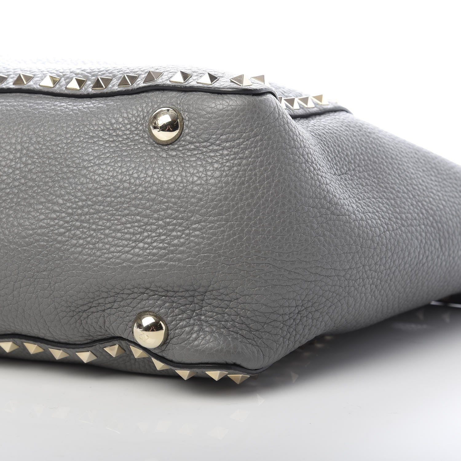 Valentino Garavani Pebbled Calfskin Medium Rockstud Tote Grey 9 of 11