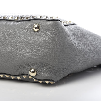Valentino Garavani Pebbled Calfskin Medium Rockstud Tote Grey 9 of 11