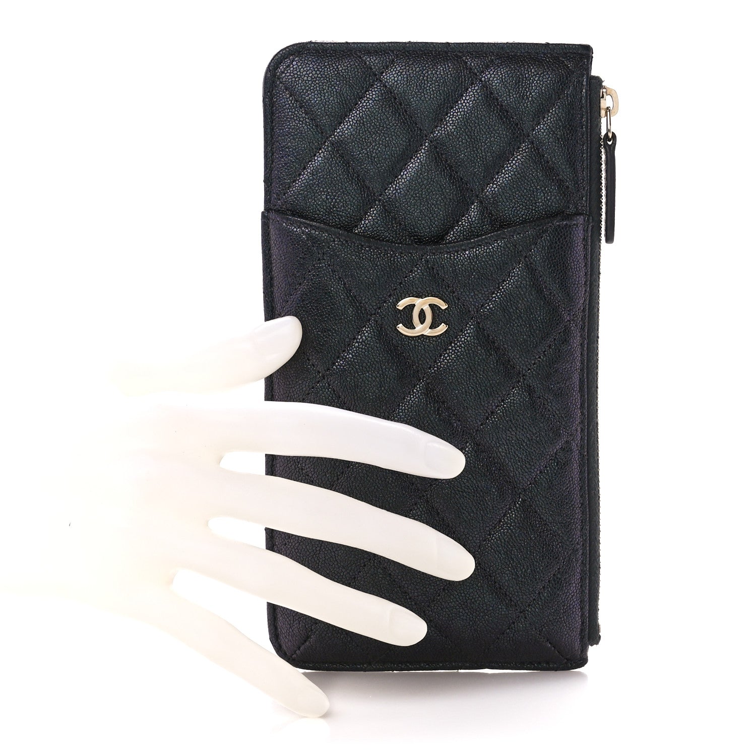 Chanel Iridescent Caviar Quilted Classic iPhone Pouch Black 2 of 11