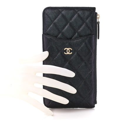 Chanel Iridescent Caviar Quilted Classic iPhone Pouch Black 2 of 11