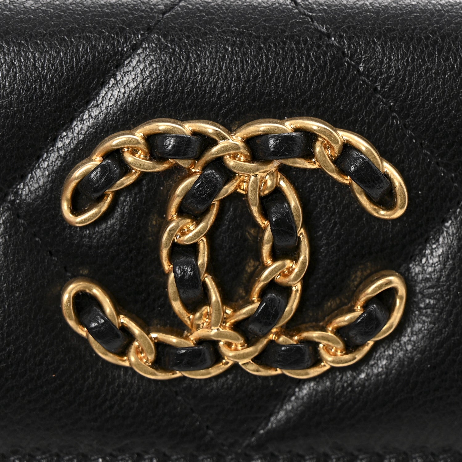 Chanel Lambskin Quilted Chanel 19 Flap Card Holder Black 9 of 10