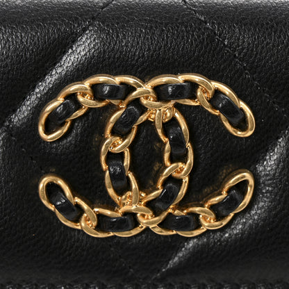 Chanel Lambskin Quilted Chanel 19 Flap Card Holder Black 9 of 10