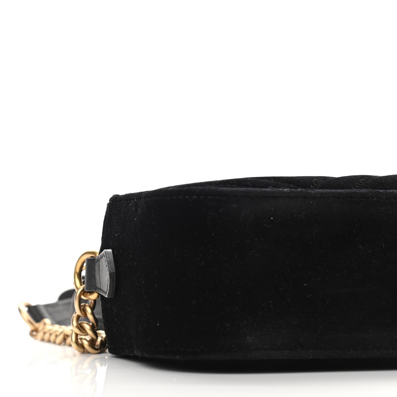 Gucci Velvet Matelasse Small GG Marmont Chain Shoulder Bag Black 10 of 11