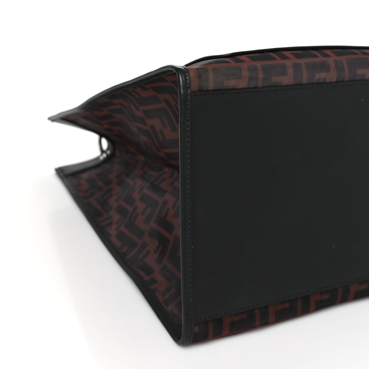 Mesh Vitello Century Cuoio FF 1974 Medium Runaway Shopper Tote Marrone Black Ebano
