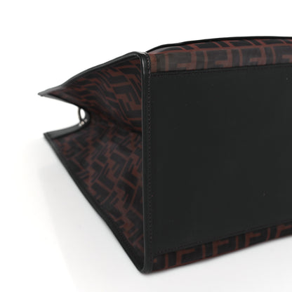 Fendi Mesh Vitello Century Cuoio FF 1974 Medium Runaway Shopper Tote Marrone Black Ebano 9 of 10