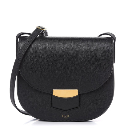 Celine Grained Calfskin Small Trotteur Black 1 of 12