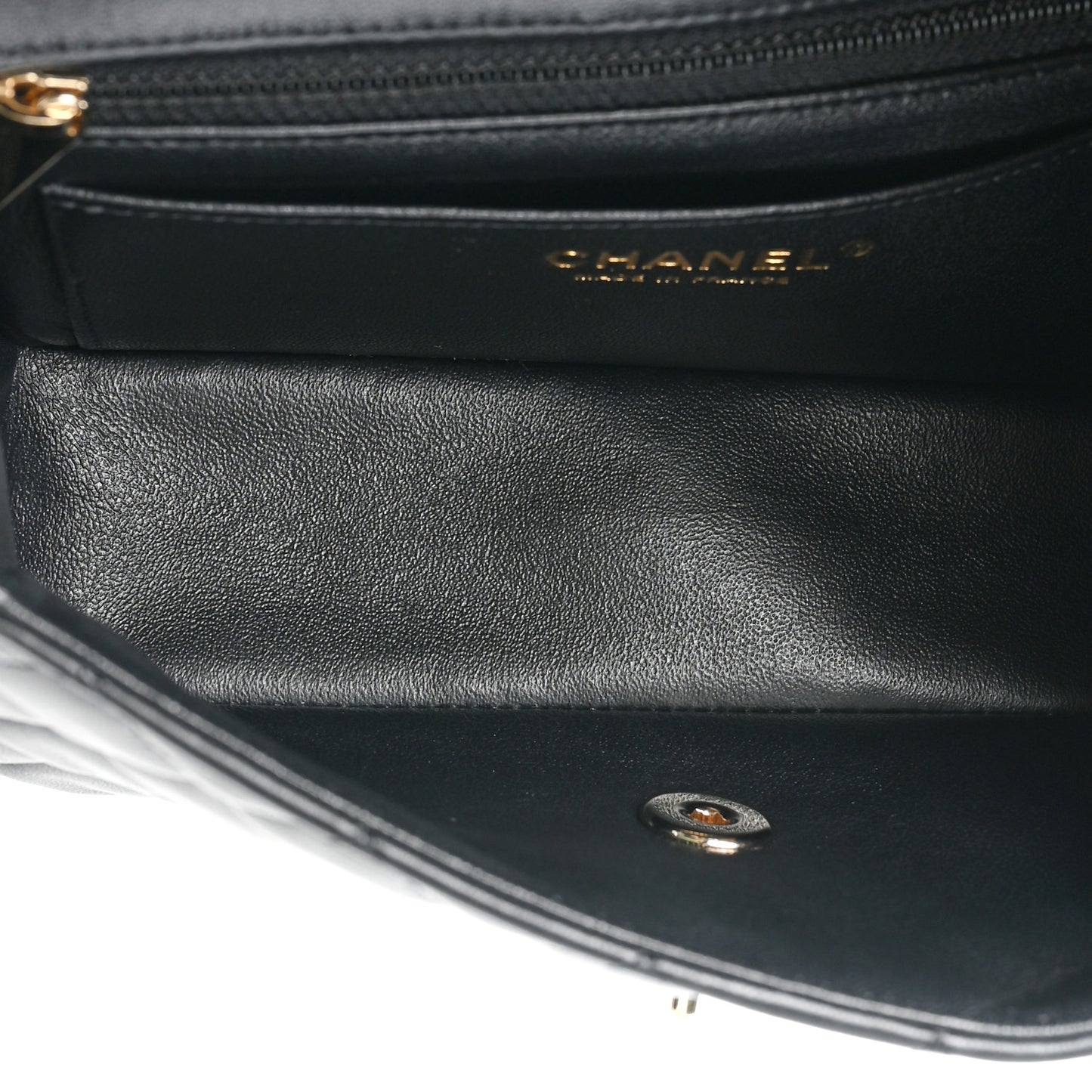 Lambskin Quilted Mini Rectangular Flap Black