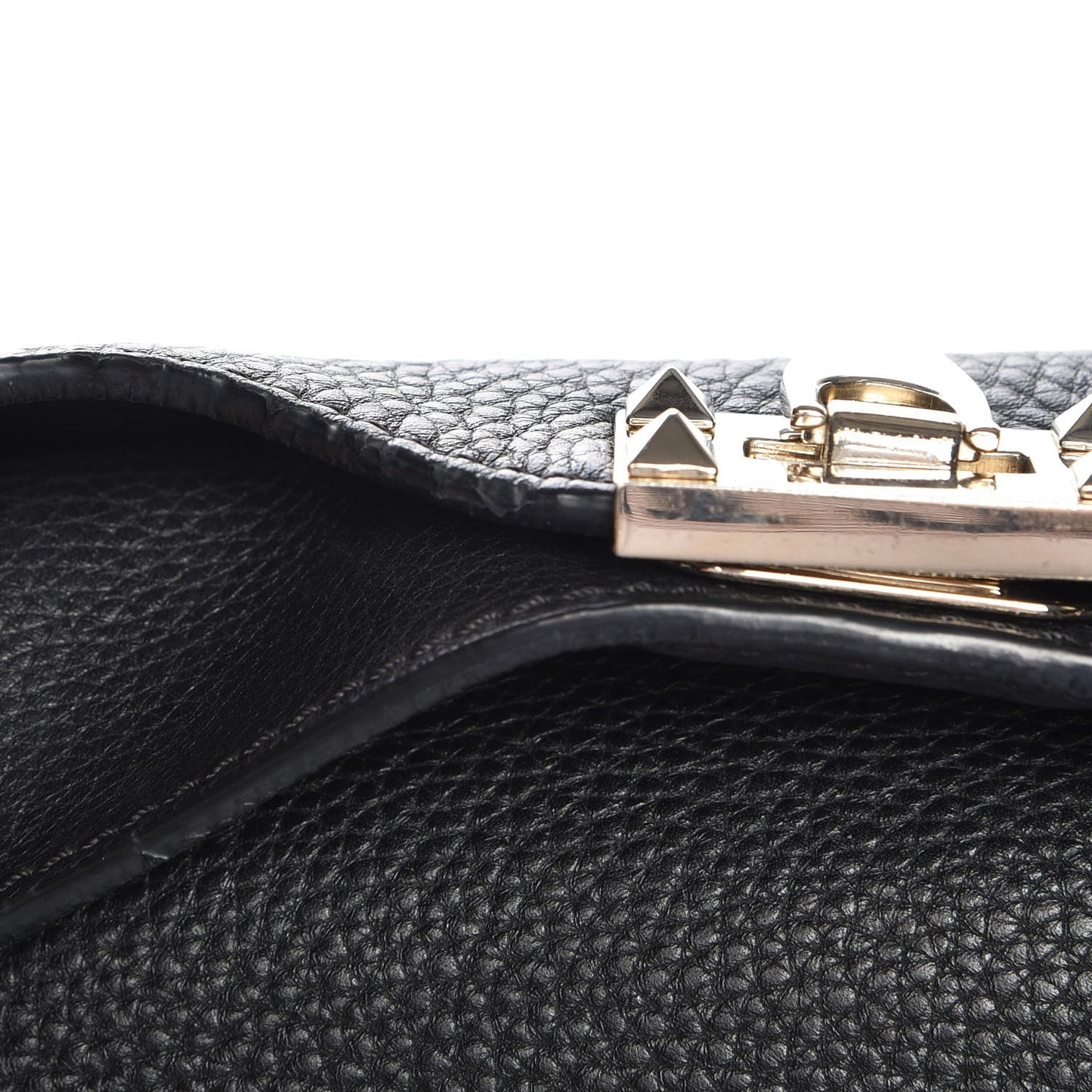 Pebbled Calfskin Large Rockstud Flip-Lock Messenger Bag Black