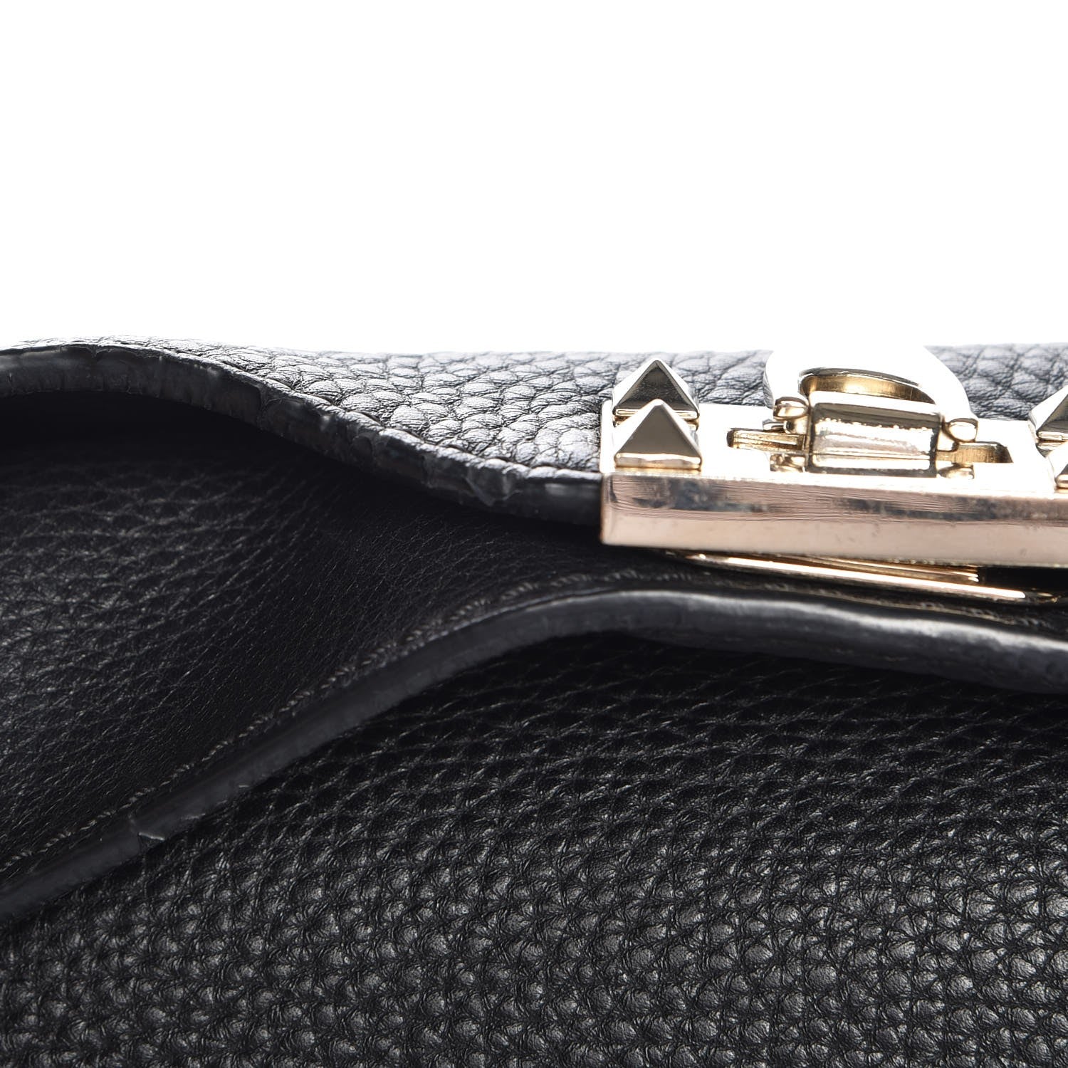 Valentino Garavani Pebbled Calfskin Large Rockstud Flip-Lock Messenger Bag Black 8 of 9
