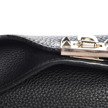 Valentino Garavani Pebbled Calfskin Large Rockstud Flip-Lock Messenger Bag Black 8 of 9