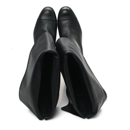 Chanel Calfskin CC Fold Over Boots 39 Black 2 of 9
