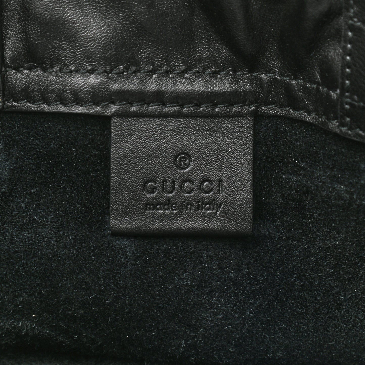 Calfskin Logo Drawstring Backpack Black