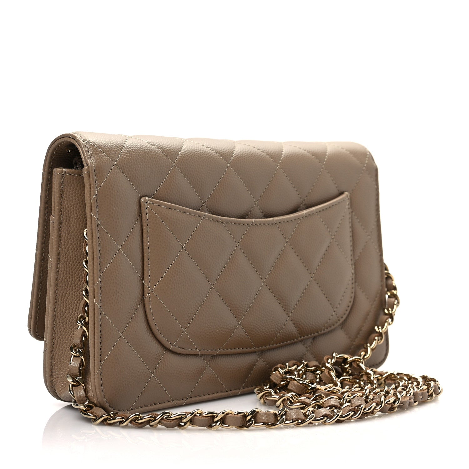 Chanel Caviar Quilted Wallet on Chain WOC Dark Beige 3 of 7