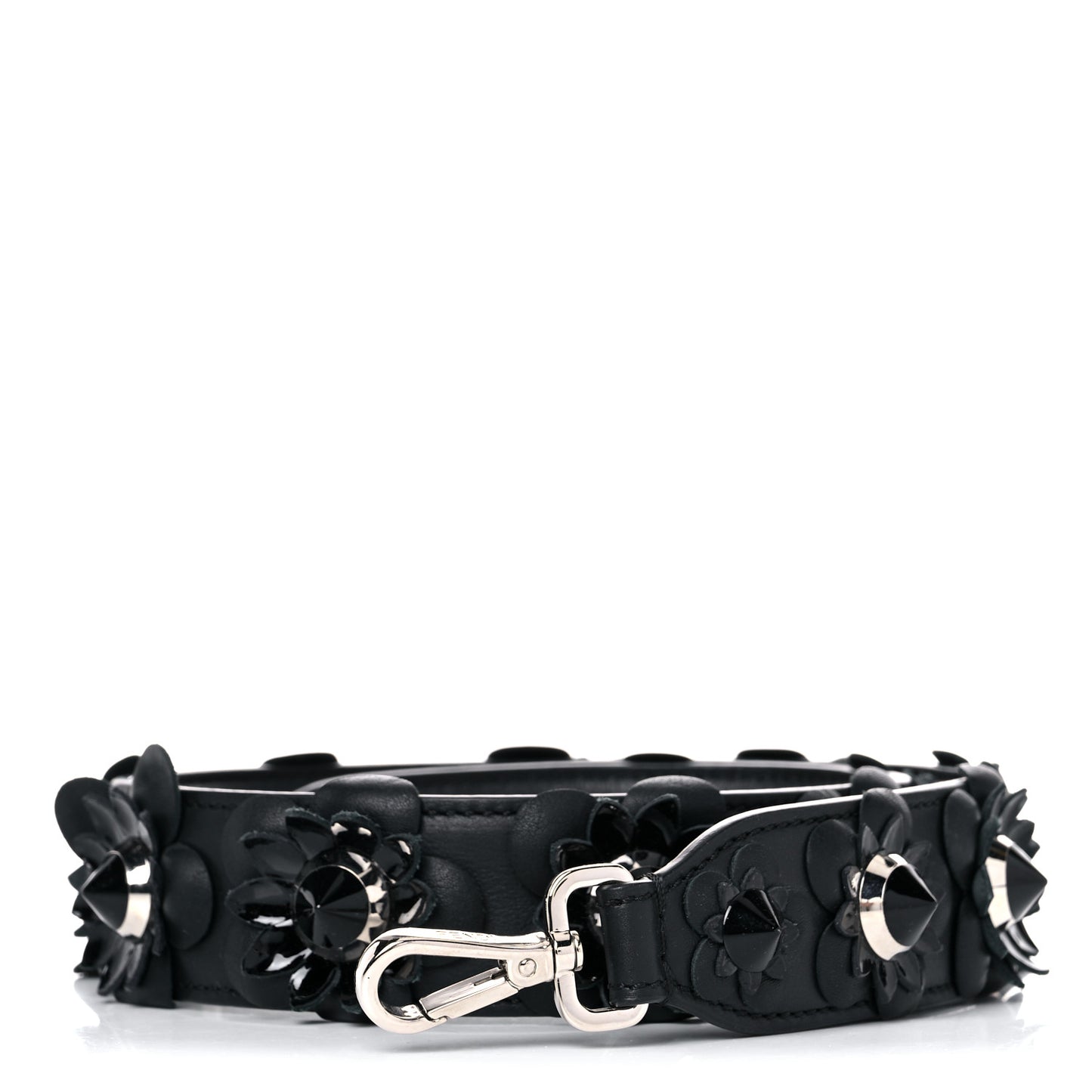 Vitello Dolce Nappa Patent Flowerland Studded Strap You Black