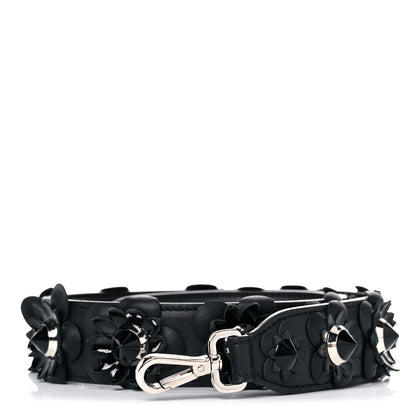 Fendi Vitello Dolce Nappa Patent Flowerland Studded Strap You Black 1 of 5
