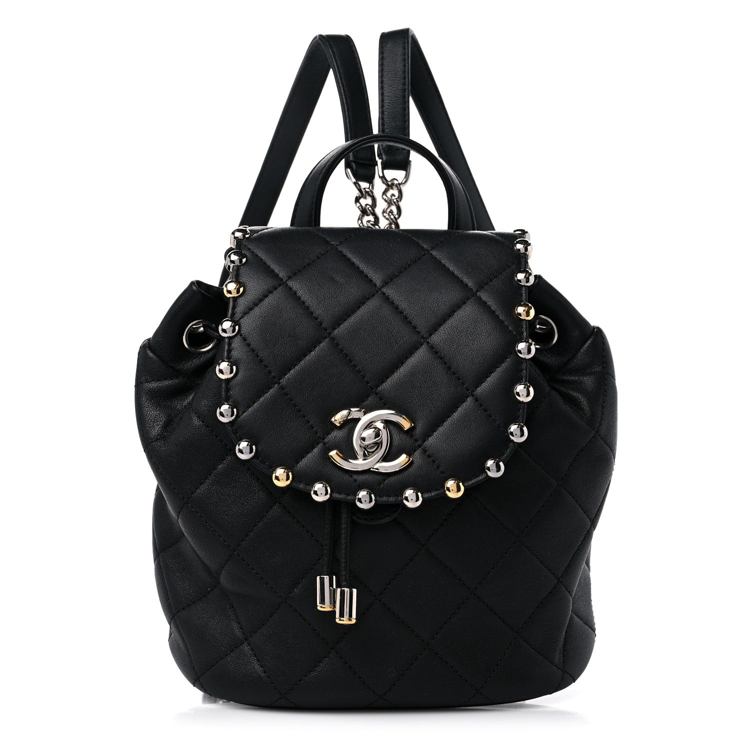 Chanel Lambskin Quilted Metallic Bubble Backpack Black 1 of 12