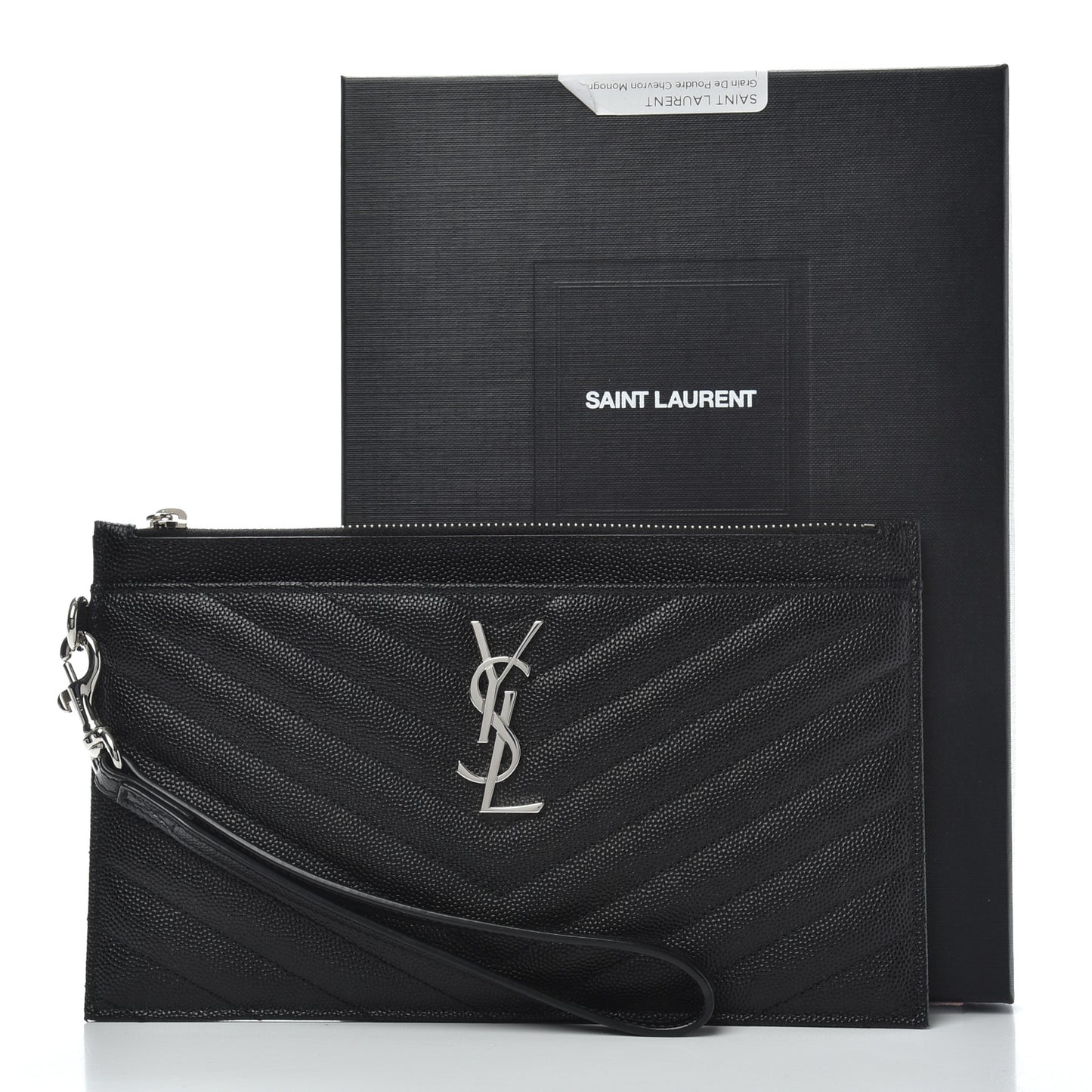 Grain De Poudre Chevron Monogram Large Bill Pouch Black
