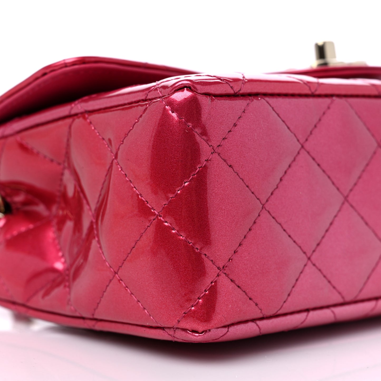 Shaded Patent Calfskin Quilted Mini Rectangular Flap Pink Dark Pink