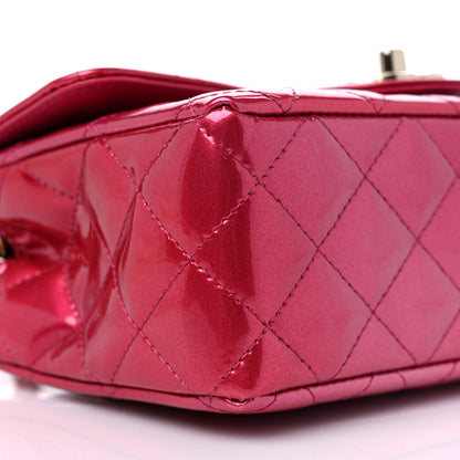 Chanel Shaded Patent Calfskin Quilted Mini Rectangular Flap Pink Dark Pink 8 of 10