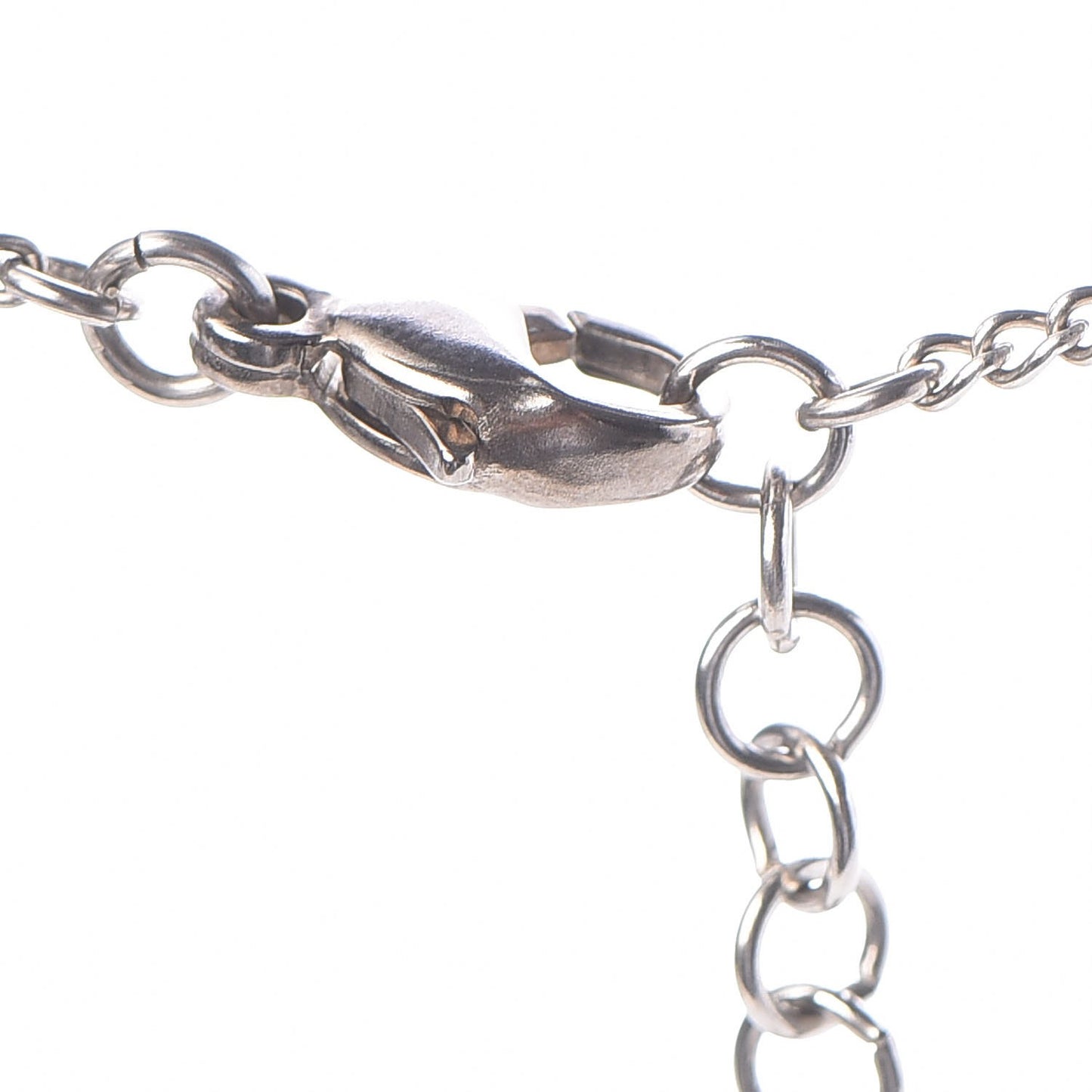 Enamel CC Charm Necklace Silver