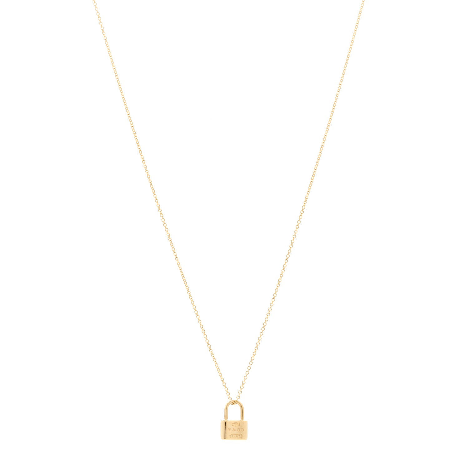 Tiffany 18K Yellow Gold 1837 Padlock Pendant Necklace 1 of 5