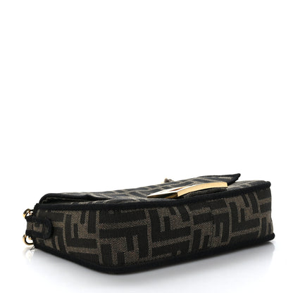 Fendi Fabric Jacquard FF 1974 Mini Baguette Tobacco Moro Black 4 of 8