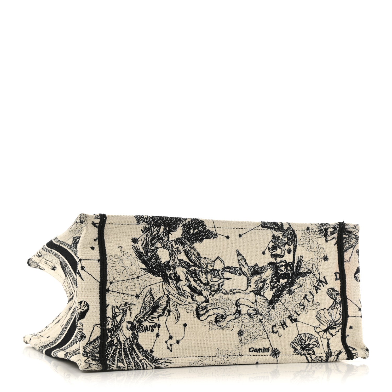 Christian Dior Canvas Zodiac Toile De Jouy Embroidered Medium Book Tote Latte 3 of 13