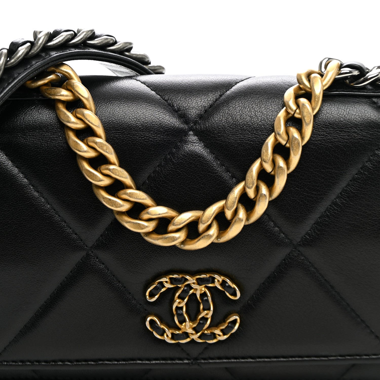 Chanel Lambskin Quilted Chanel 19 Wallet On Chain WOC Black 9 of 12